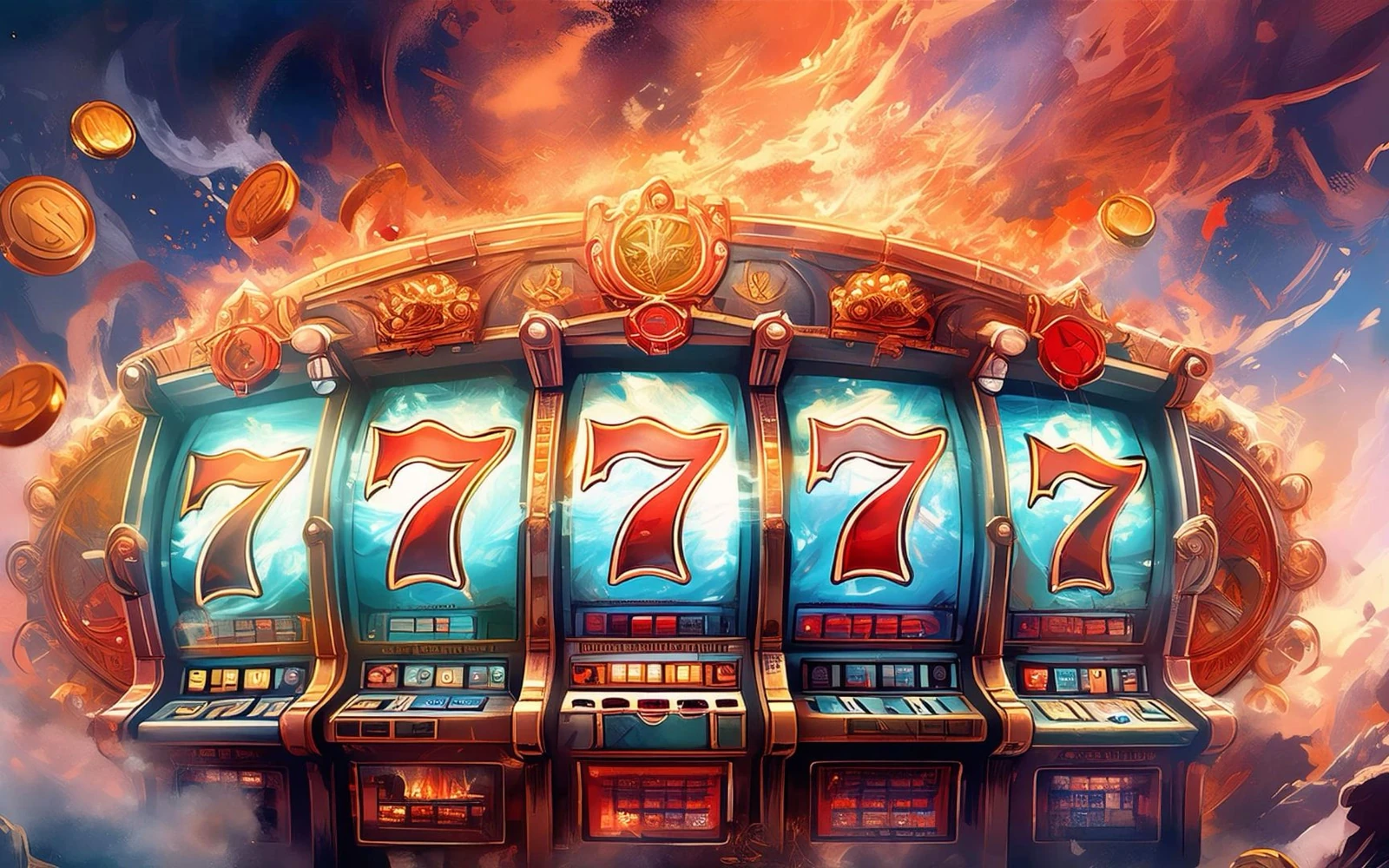 Antarmuka slot mobile dengan simbol dan panel permainan