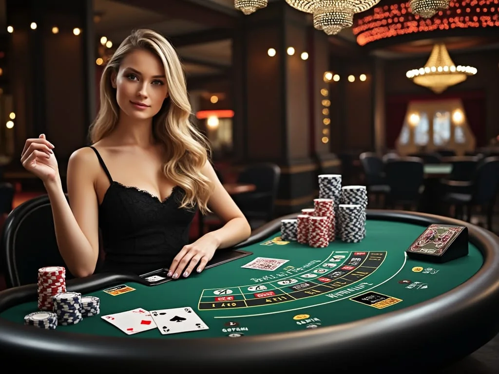 Dealer memandu permainan di meja live